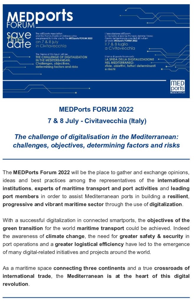MEDPORTS FORUM 2022 - July 7th and 8th in Civitavecchia