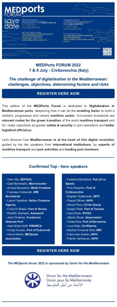 TOP-TIERS Speakers MEDPORTS FORUM 2022 - July 7th and 8th in Civitavecchia
